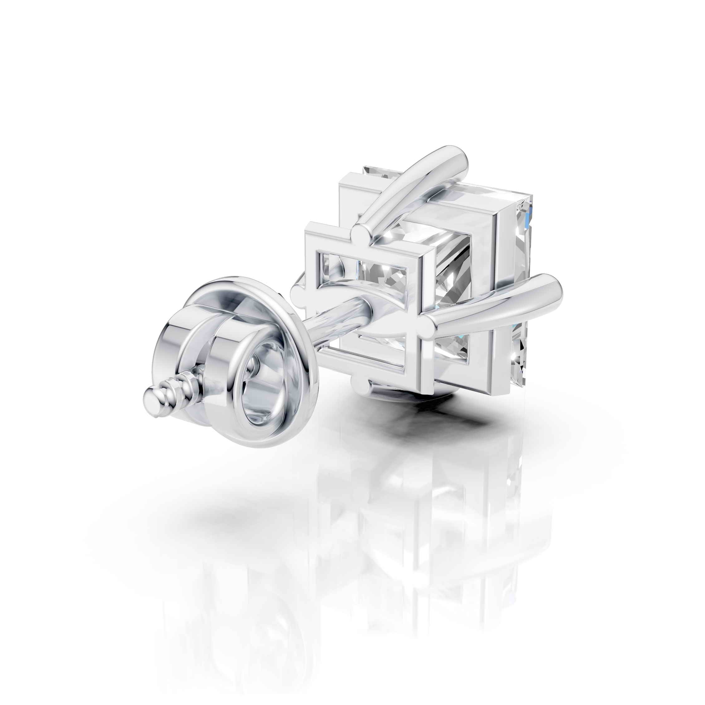 Princess Cut Solitaire Stud