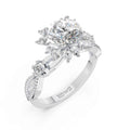 Floral Round Solitaire Diamond Ring