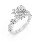 Floral Round Solitaire Diamond Ring