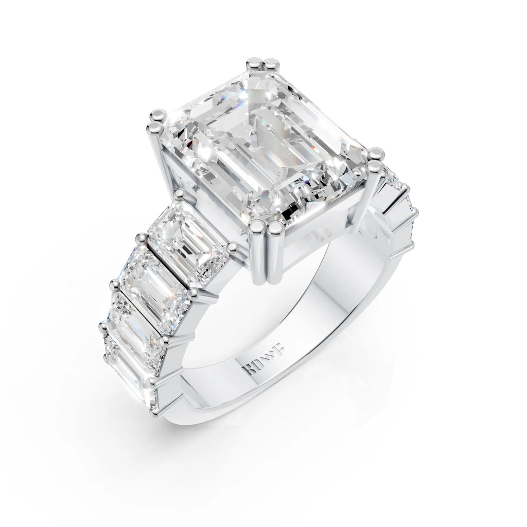 Emerald-Cut Ring with Baguette Accents