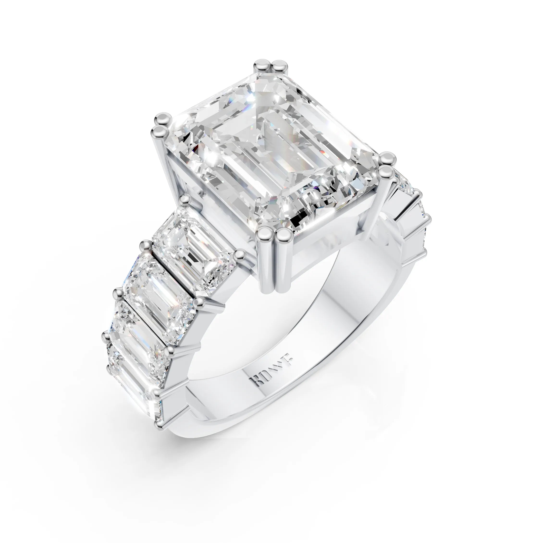 Emerald-Cut Ring with Baguette Accents