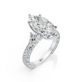 Marquise Solitaire Diamond Ring with Milgrain Band
