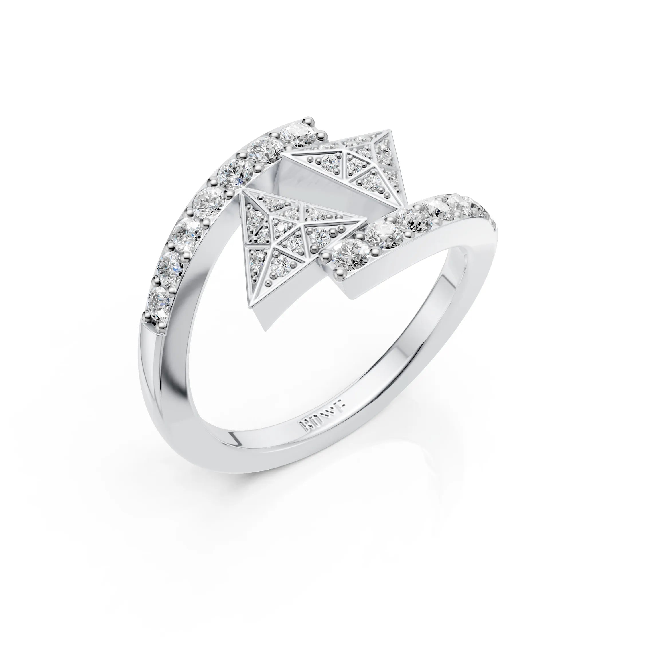 Geometric Diamond Open Wrap Ring