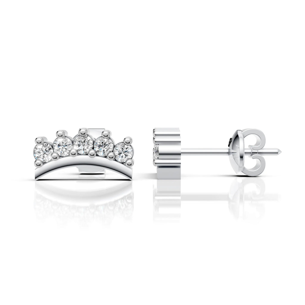 Curved Crown Stud Earrings (1 Pair)