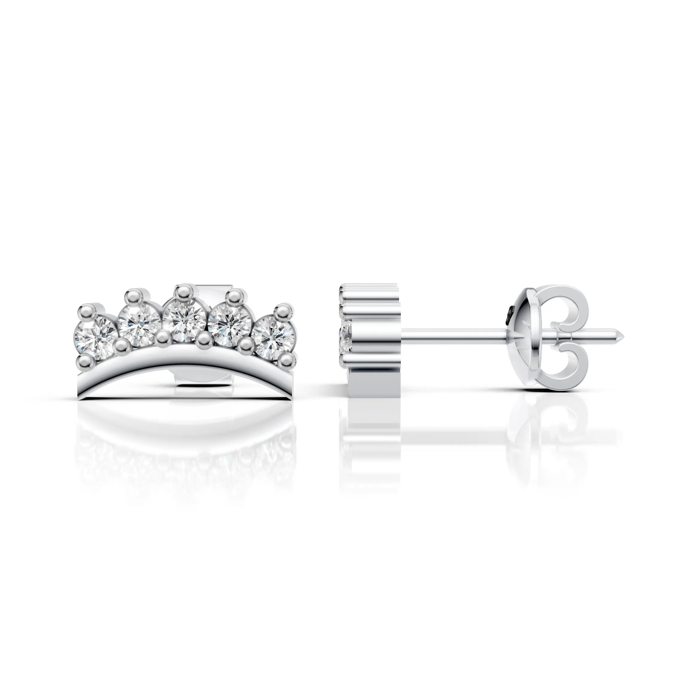 Curved Crown Stud Earrings (1 Pair)