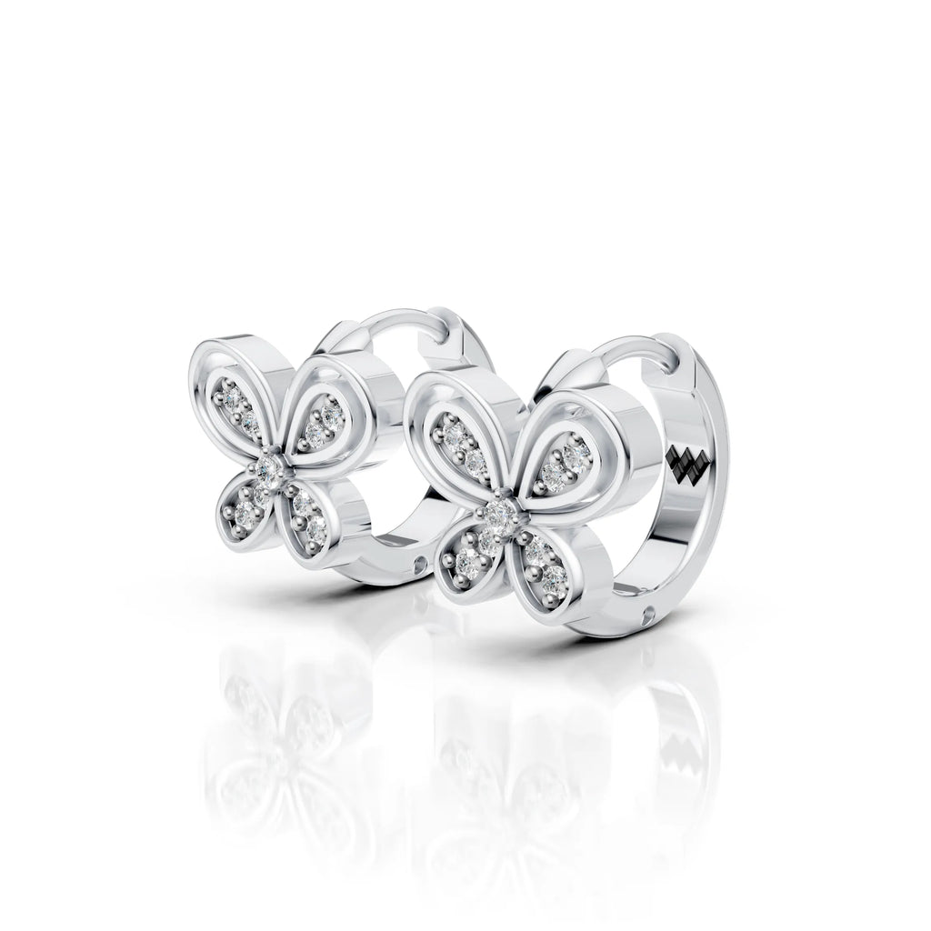 Diamond Butterfly Huggie Hoop Earrings