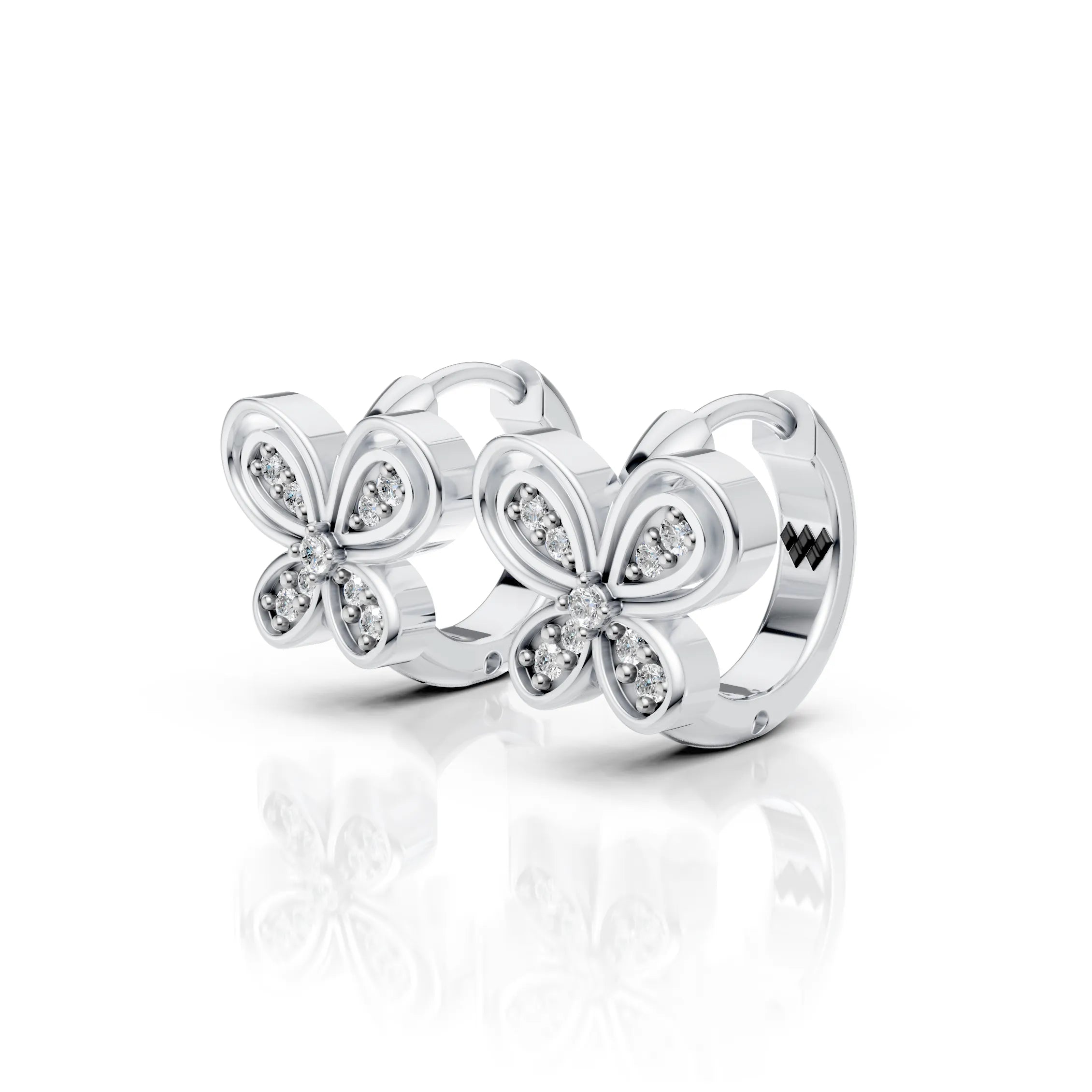 Diamond Butterfly Huggie Hoop Earrings