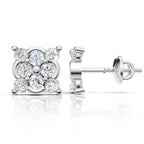 Classic Square Halo Diamond Earrings (1 Pair)