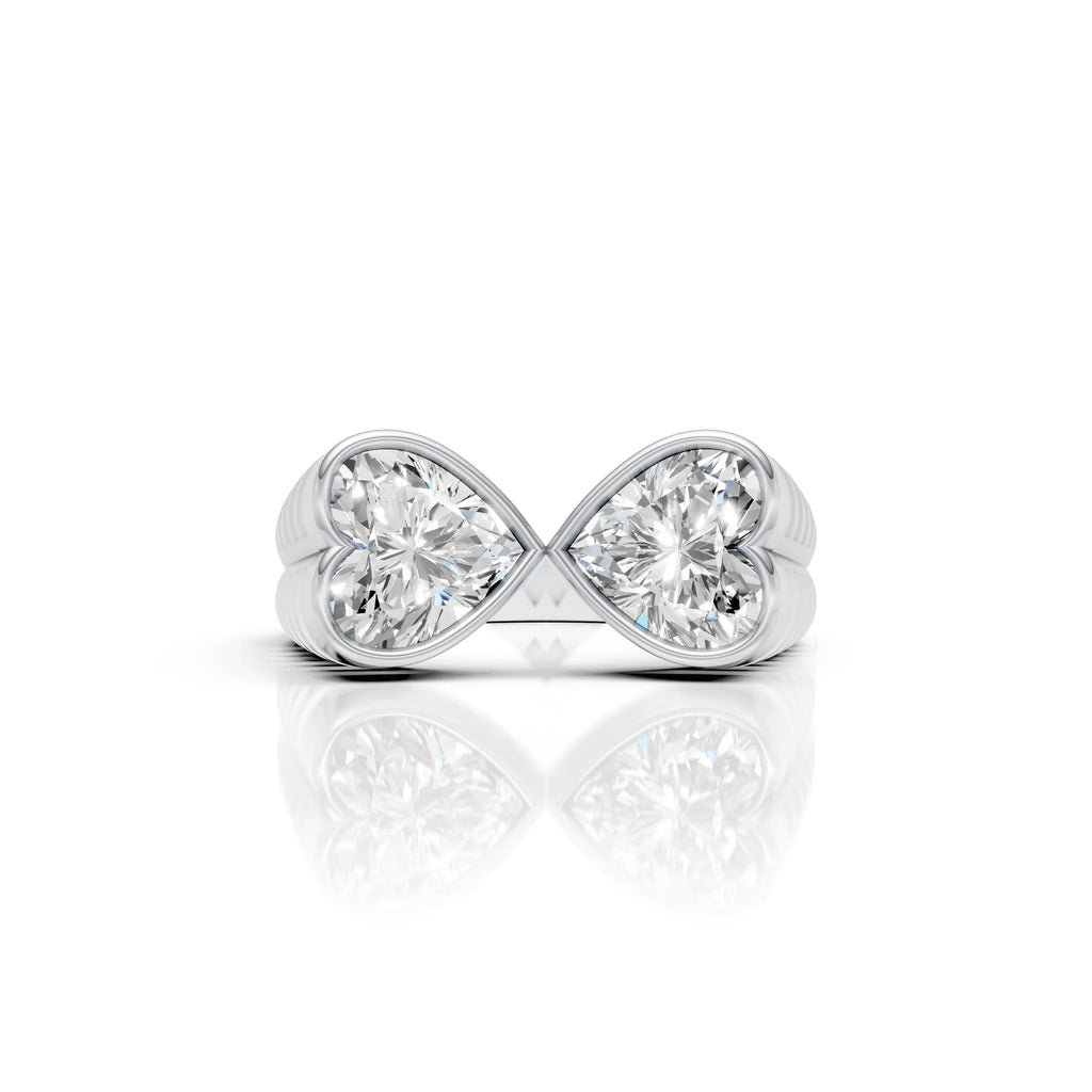 Double Heart Diamond Open Ring