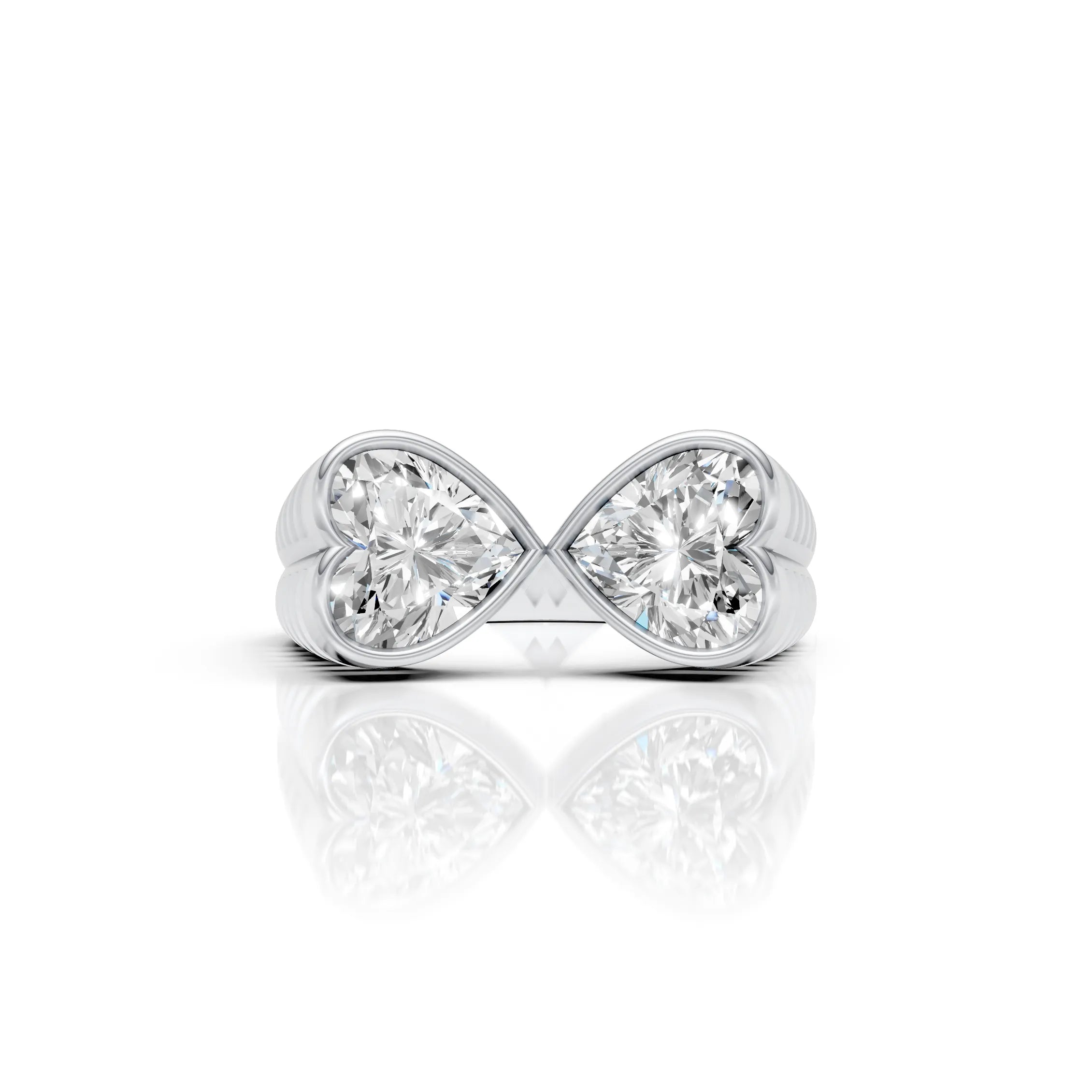 Double Heart Diamond Open Ring