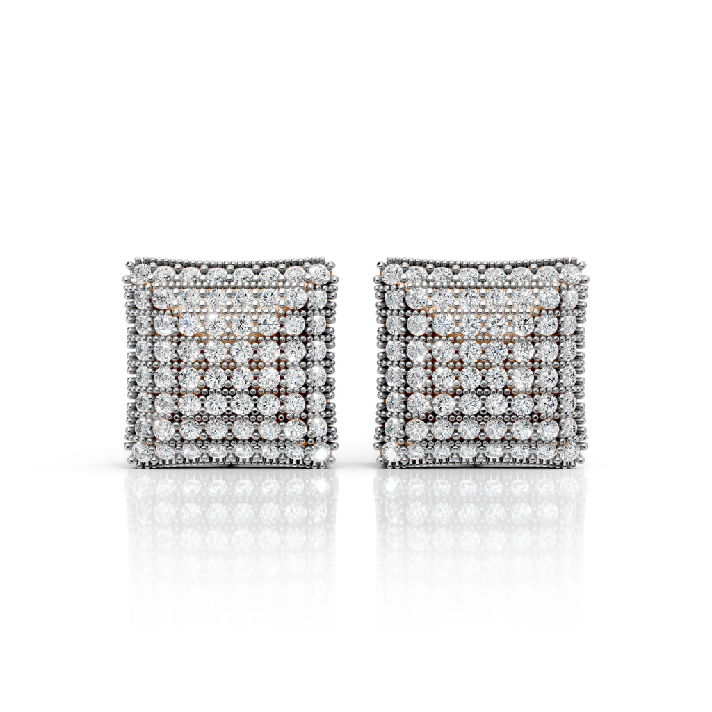 Diamond Grid Square Earrings