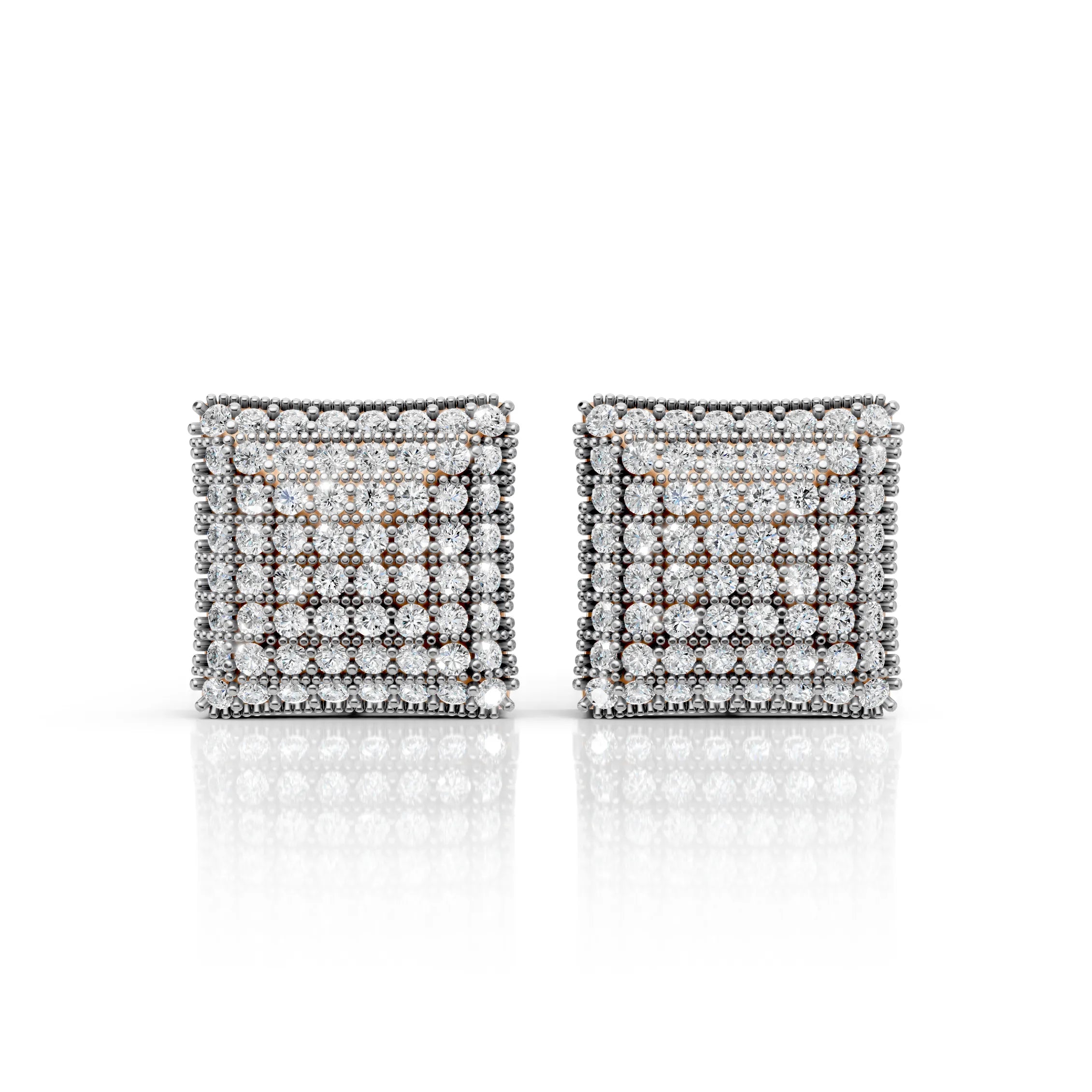 Diamond Grid Square Earrings