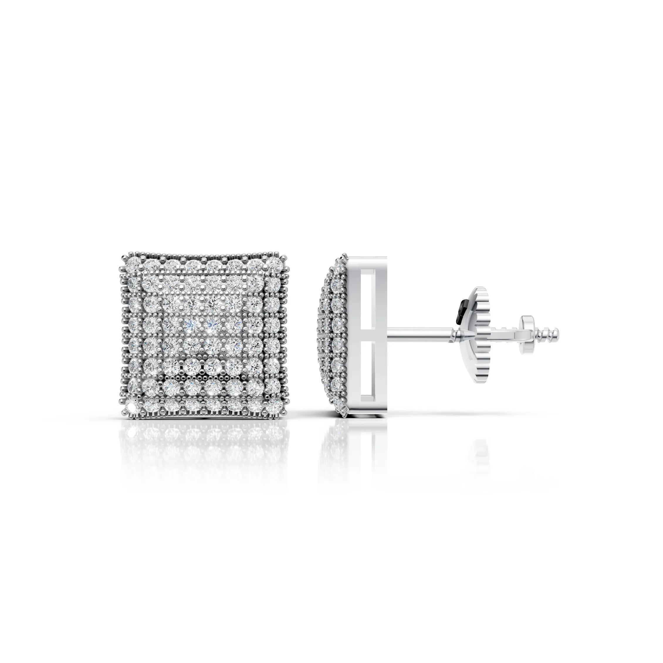 Diamond Grid Square Earrings
