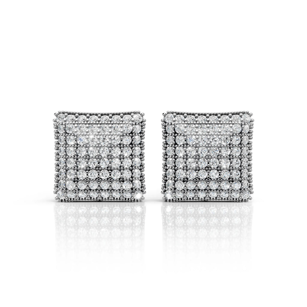 Diamond Grid Square Earrings