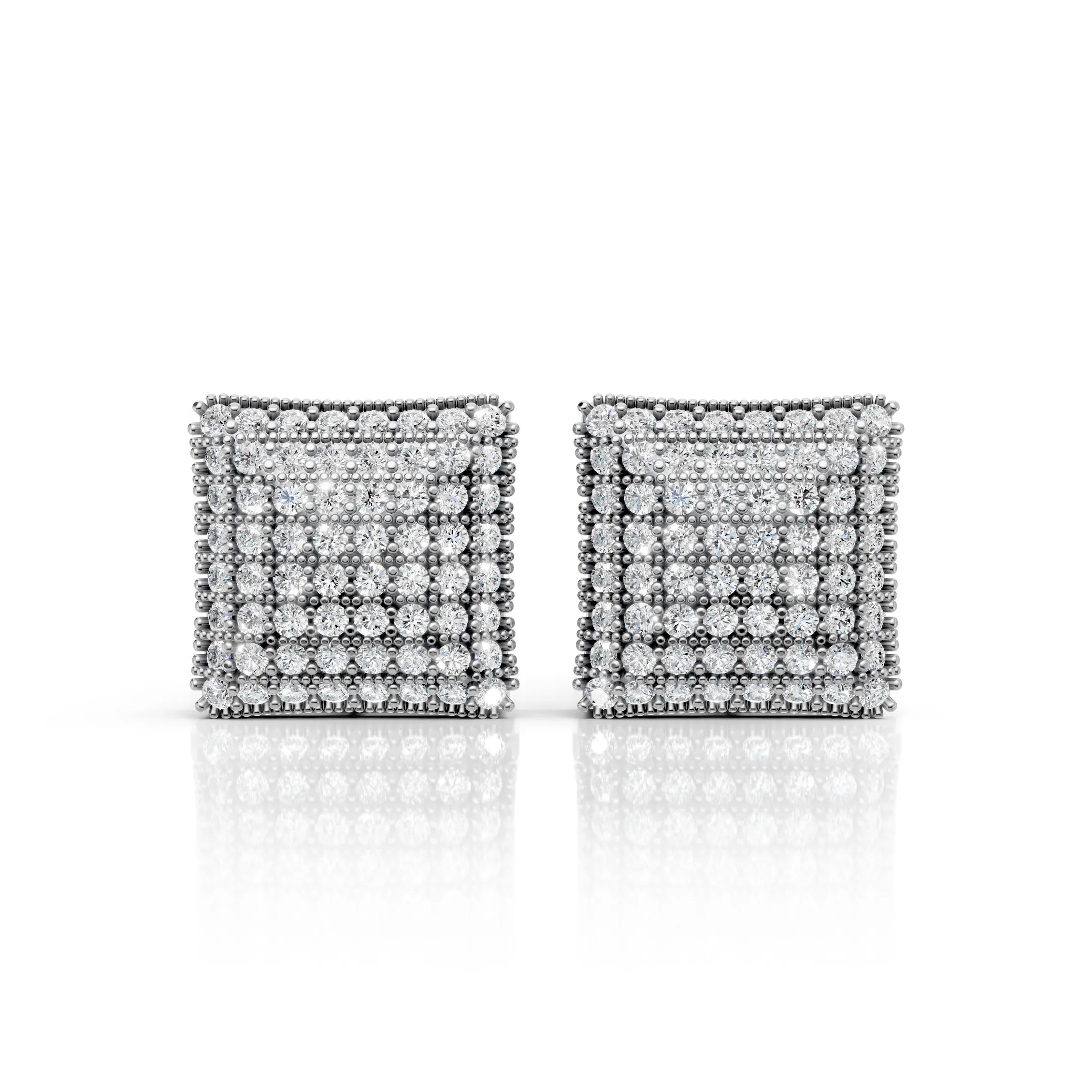 Diamond Grid Square Earrings