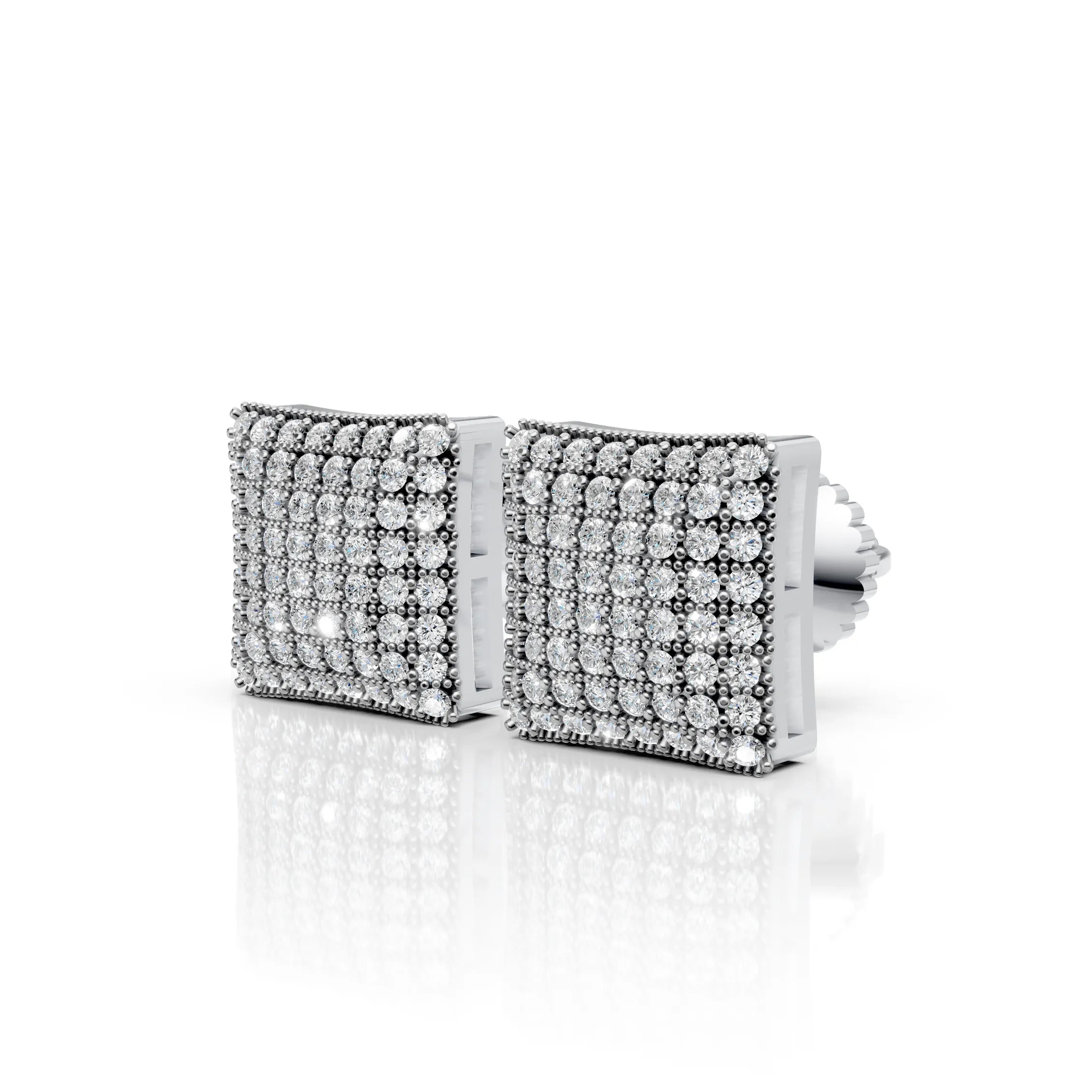 Diamond Grid Square Earrings