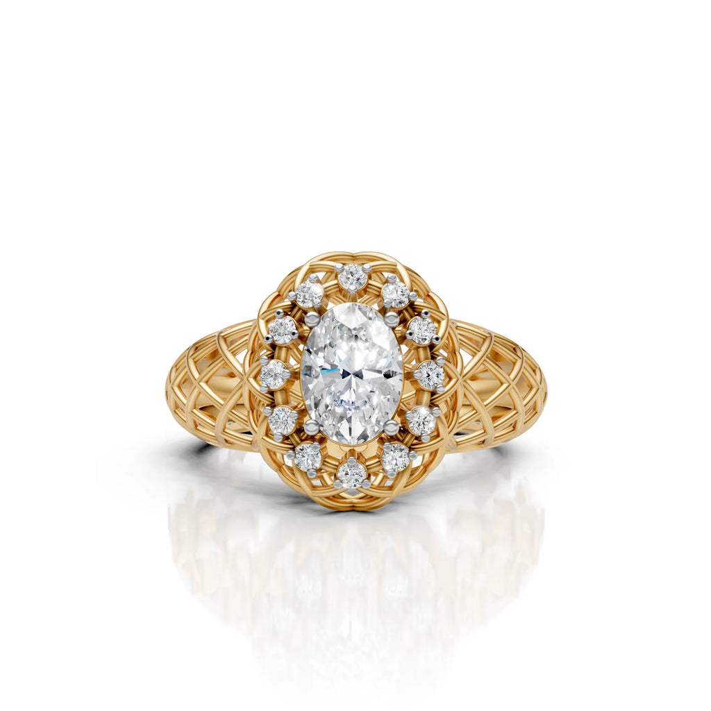 Oval Halo Lattice Ring
