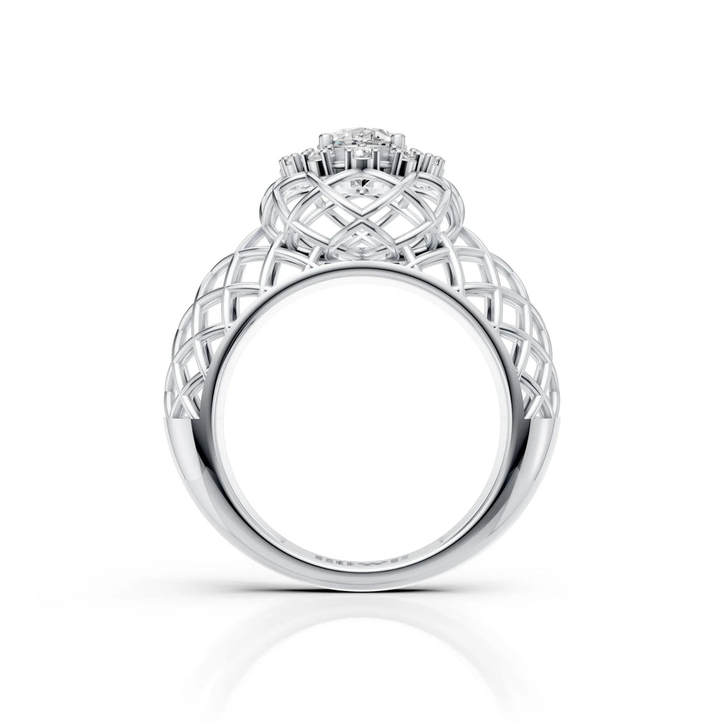 Oval Halo Lattice Ring
