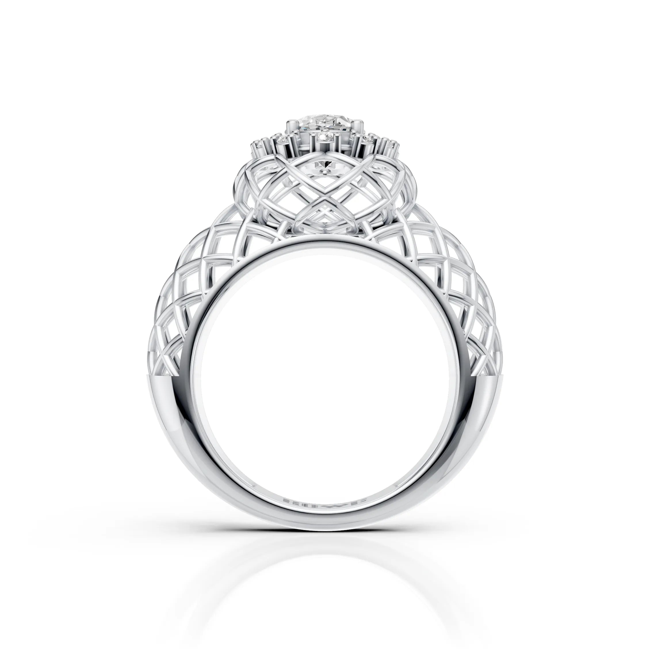 Oval Halo Lattice Ring