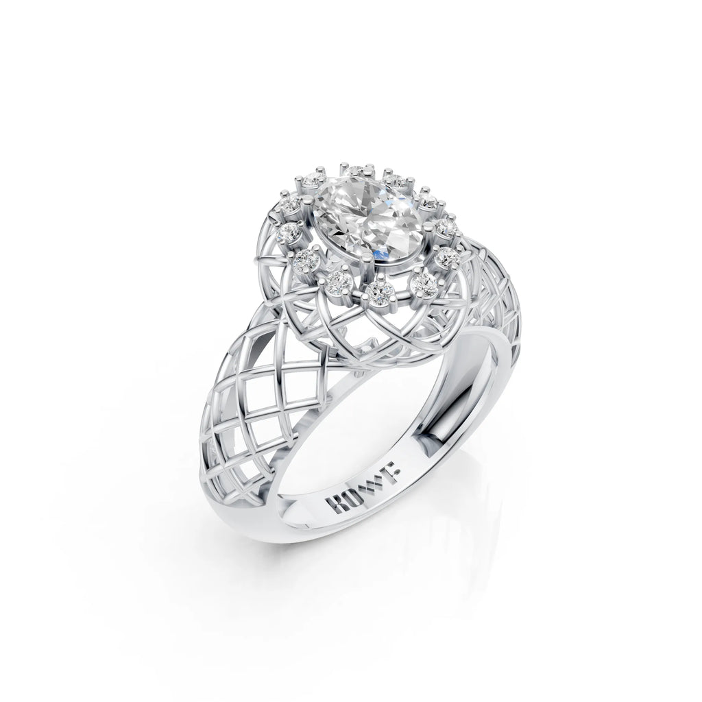Oval Halo Lattice Ring