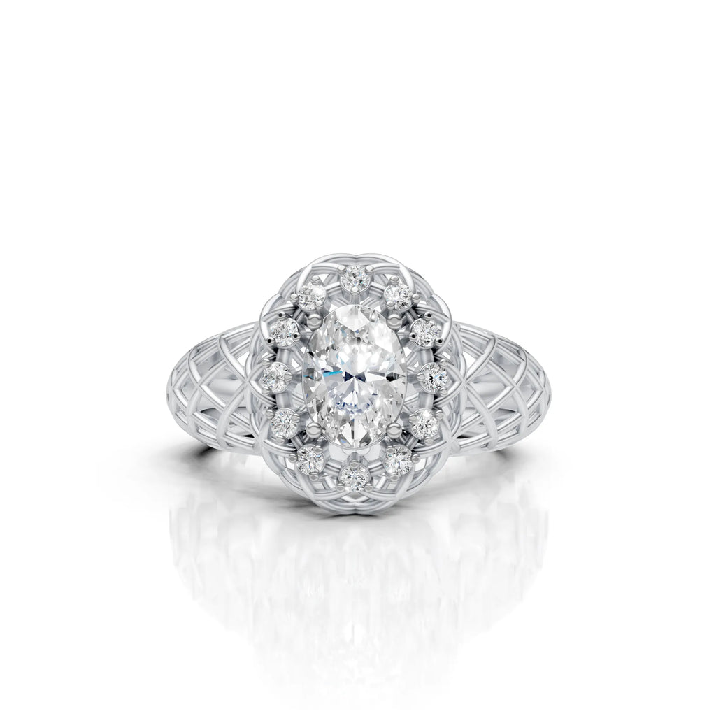 Oval Halo Lattice Ring