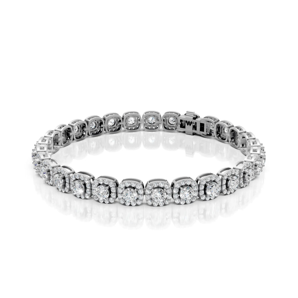 Round Halo Diamond Tennis Bracelet