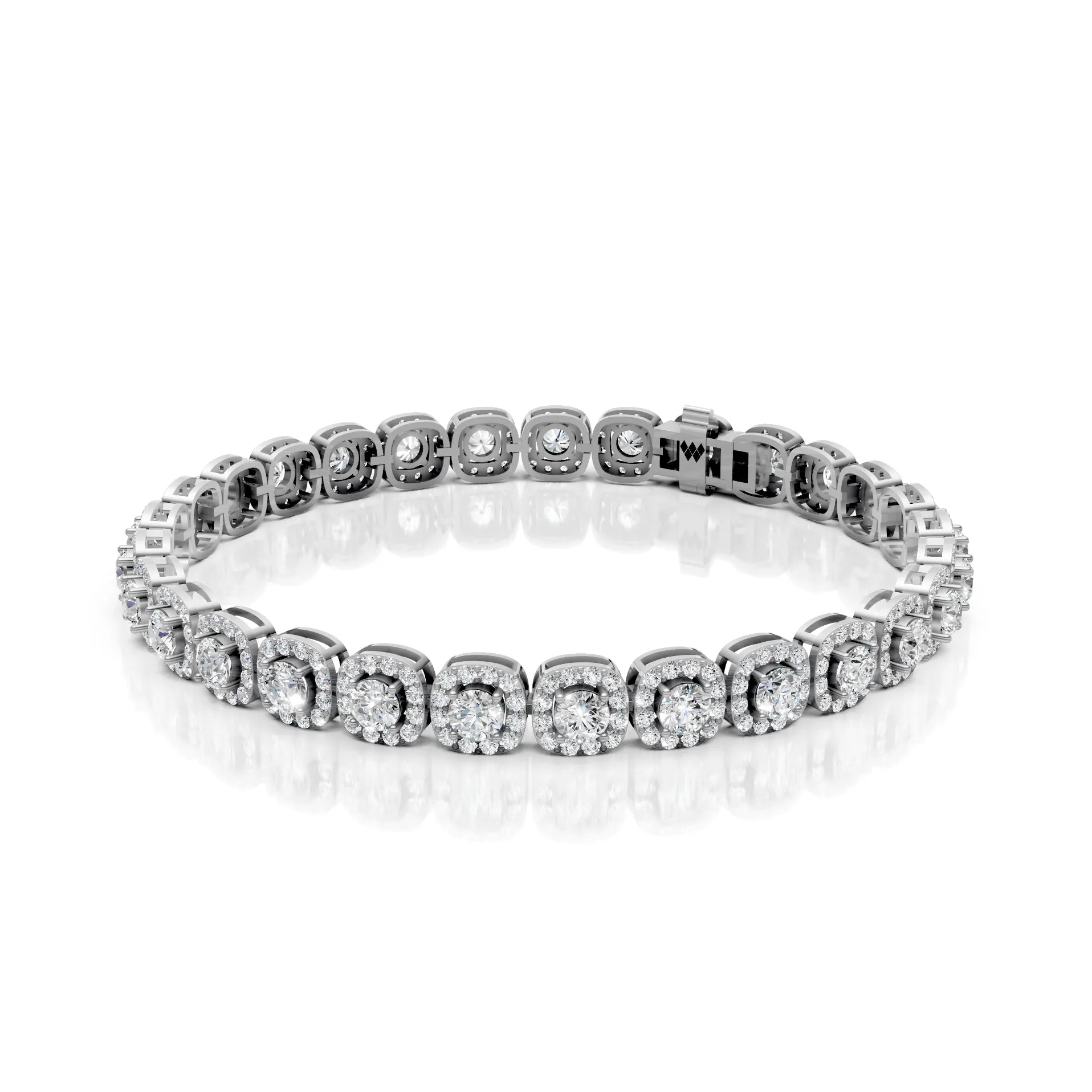 Round Halo Diamond Tennis Bracelet