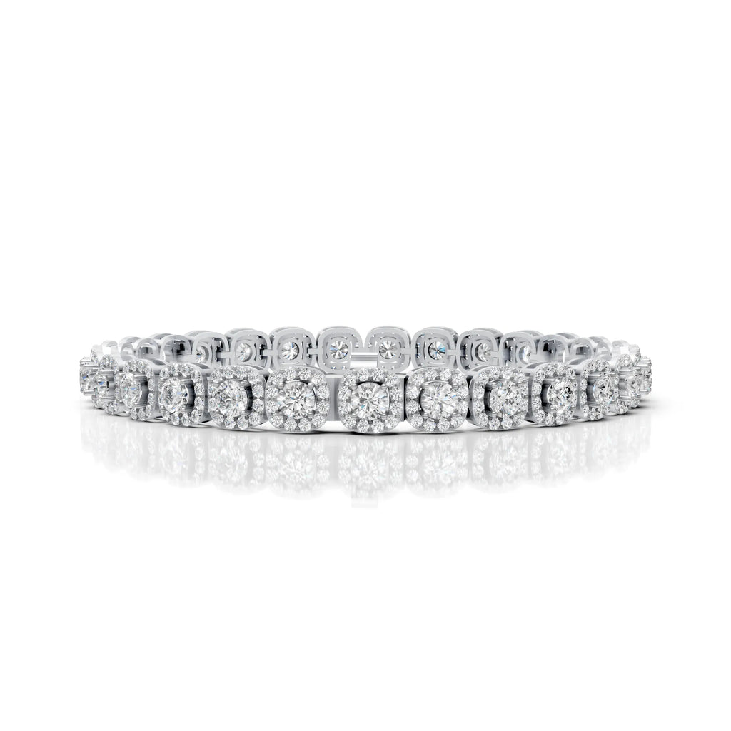 Round Halo Diamond Tennis Bracelet