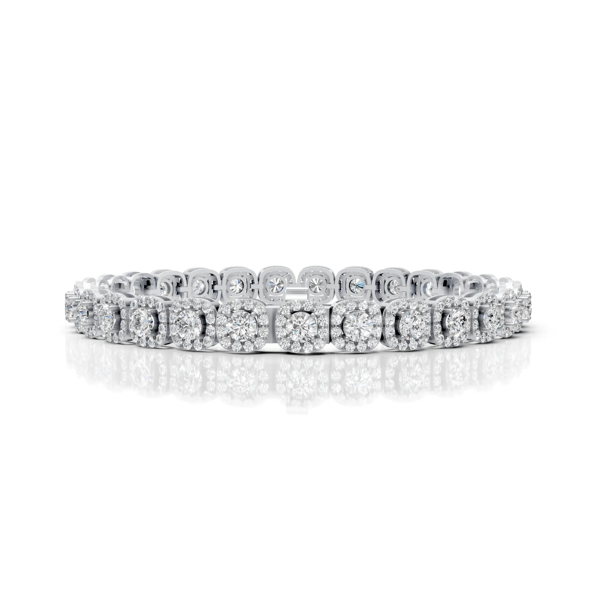 Round Halo Diamond Tennis Bracelet