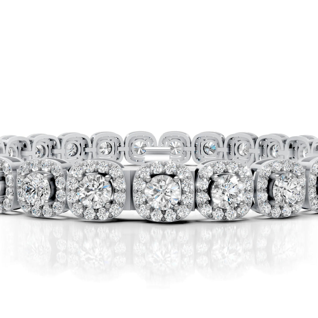 Round Halo Diamond Tennis Bracelet