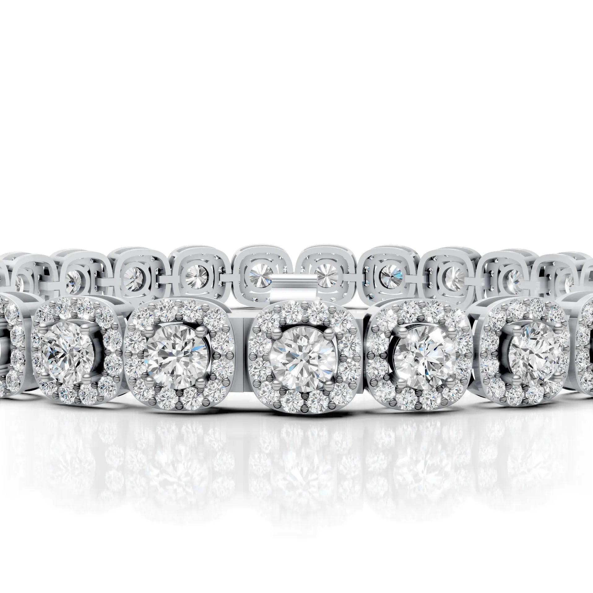 Round Halo Diamond Tennis Bracelet