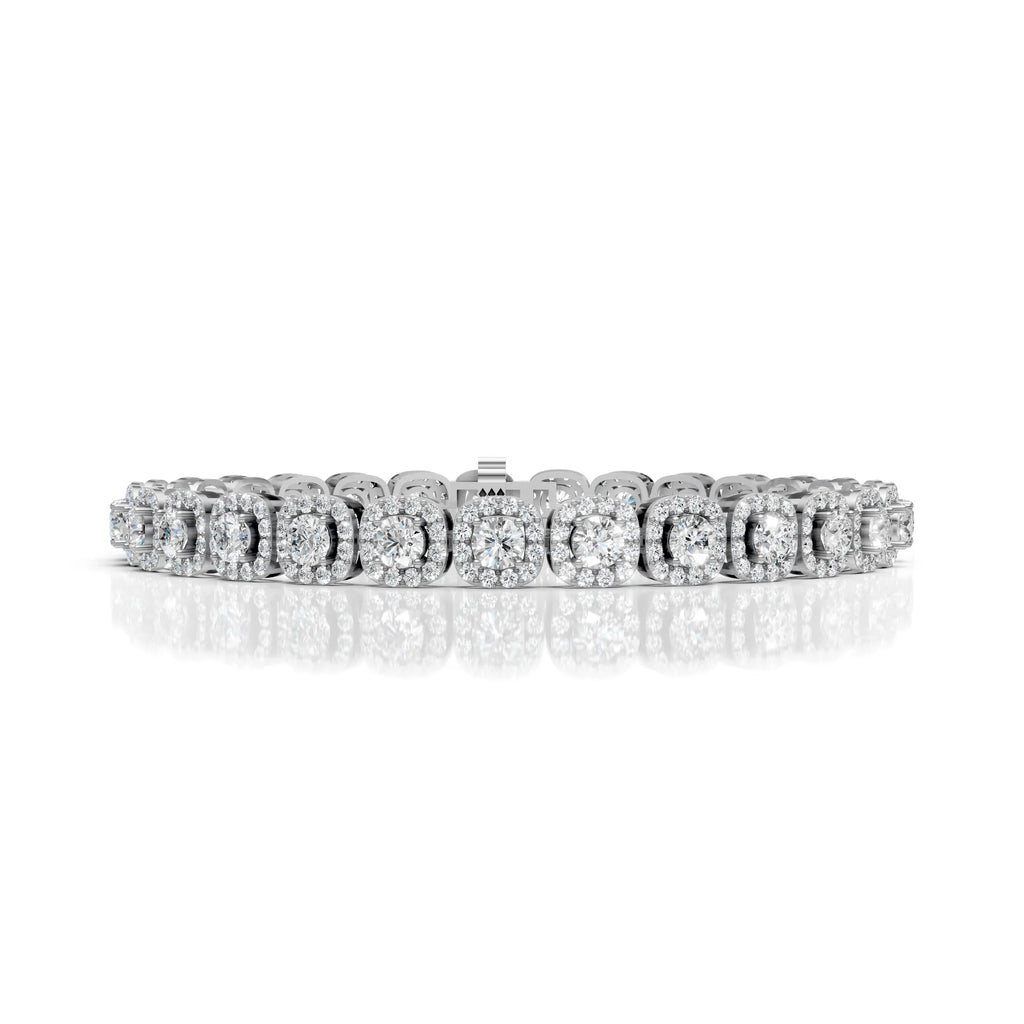 Round Halo Diamond Tennis Bracelet