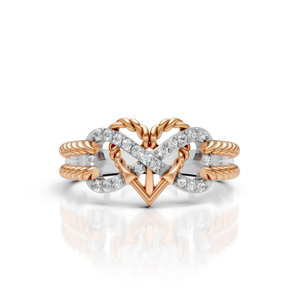 Two-Tone Infinity Heart Diamond Ring