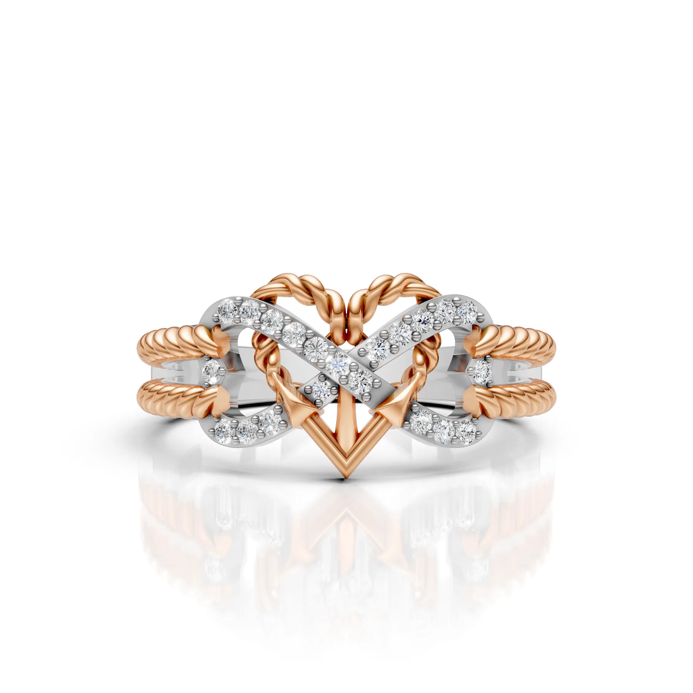 Two-Tone Infinity Heart Diamond Ring