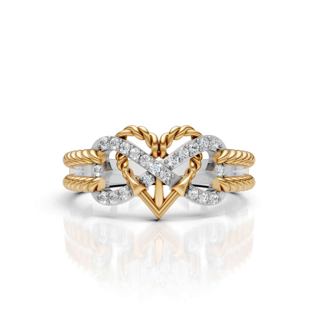 Two-Tone Infinity Heart Diamond Ring