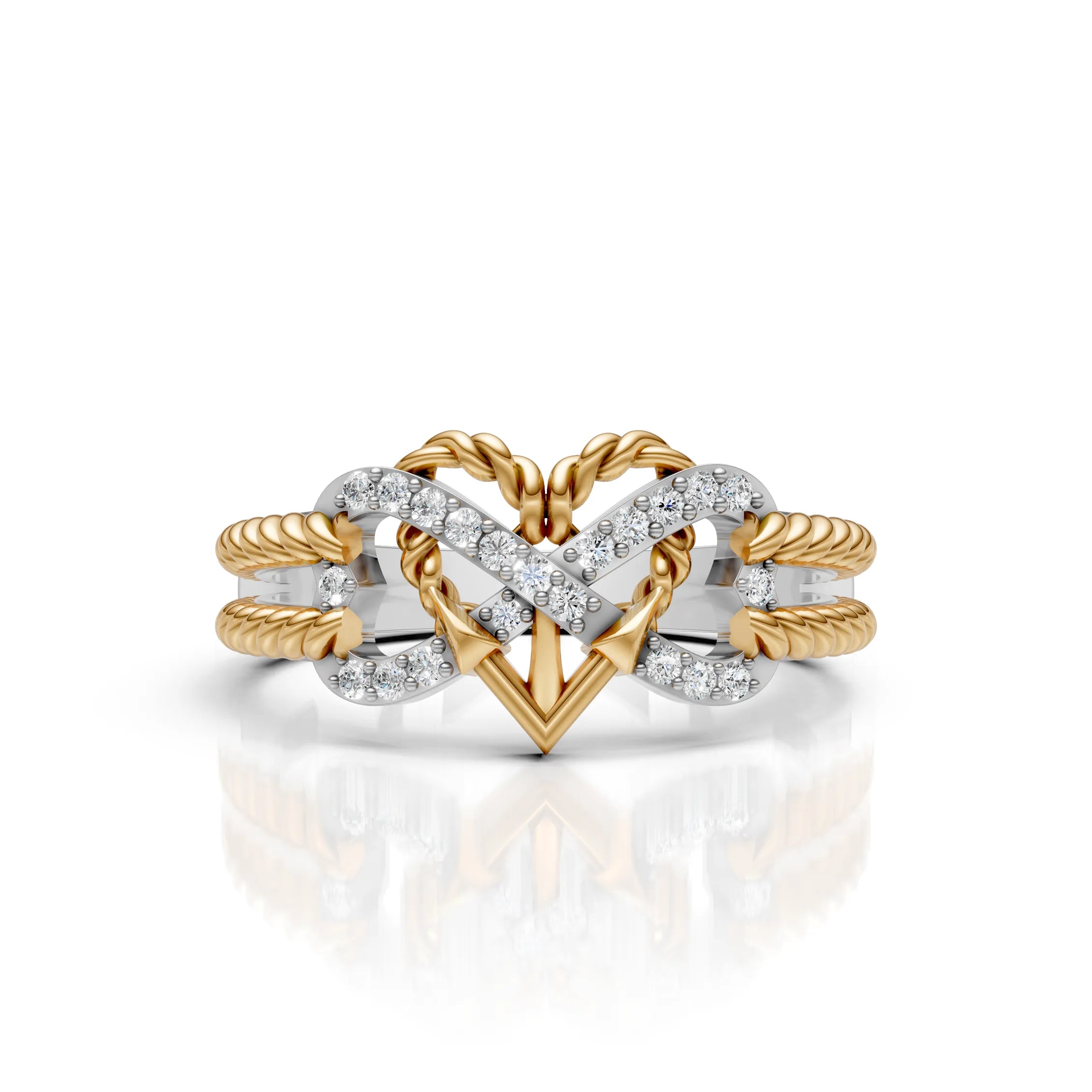 Two-Tone Infinity Heart Diamond Ring