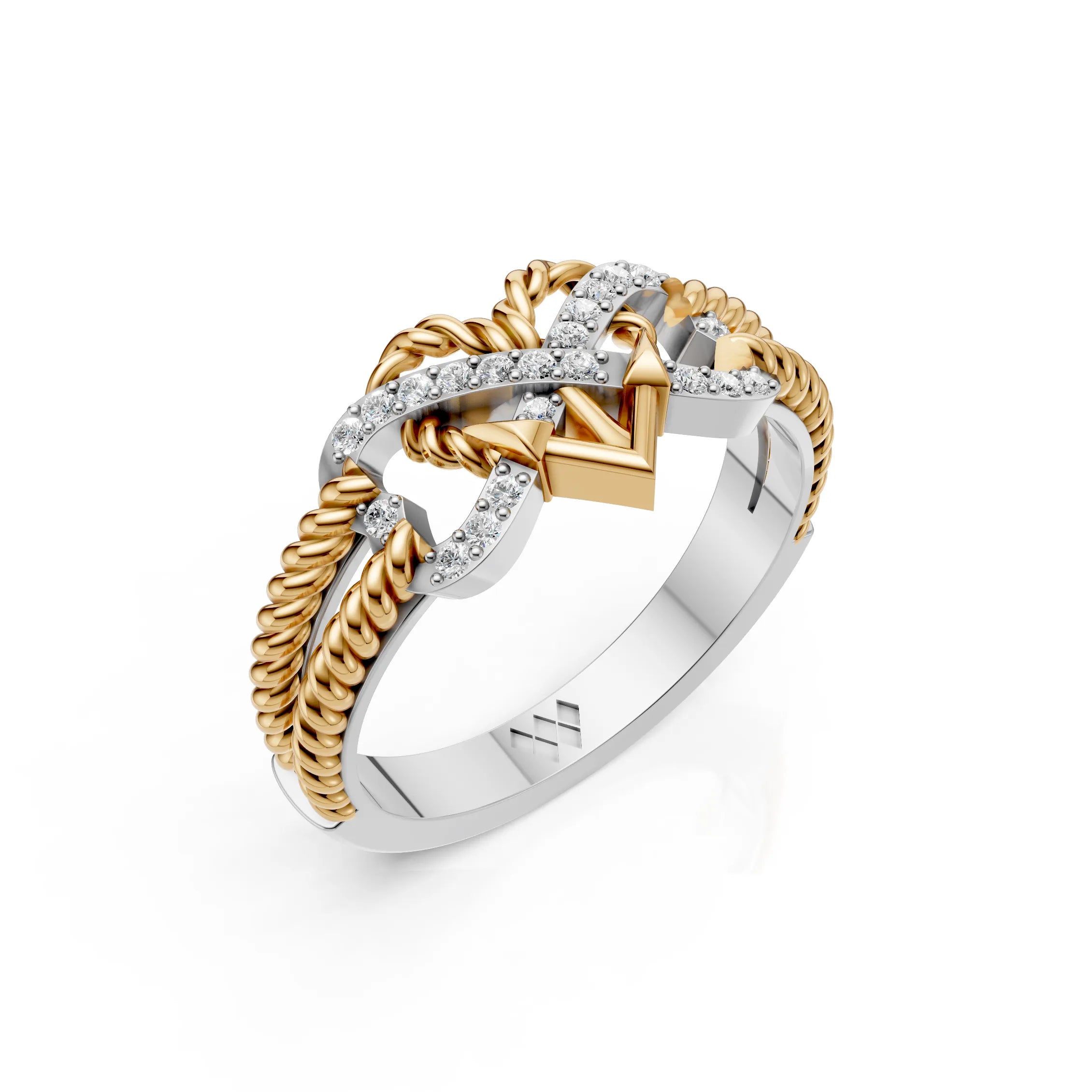 Two-Tone Infinity Heart Diamond Ring