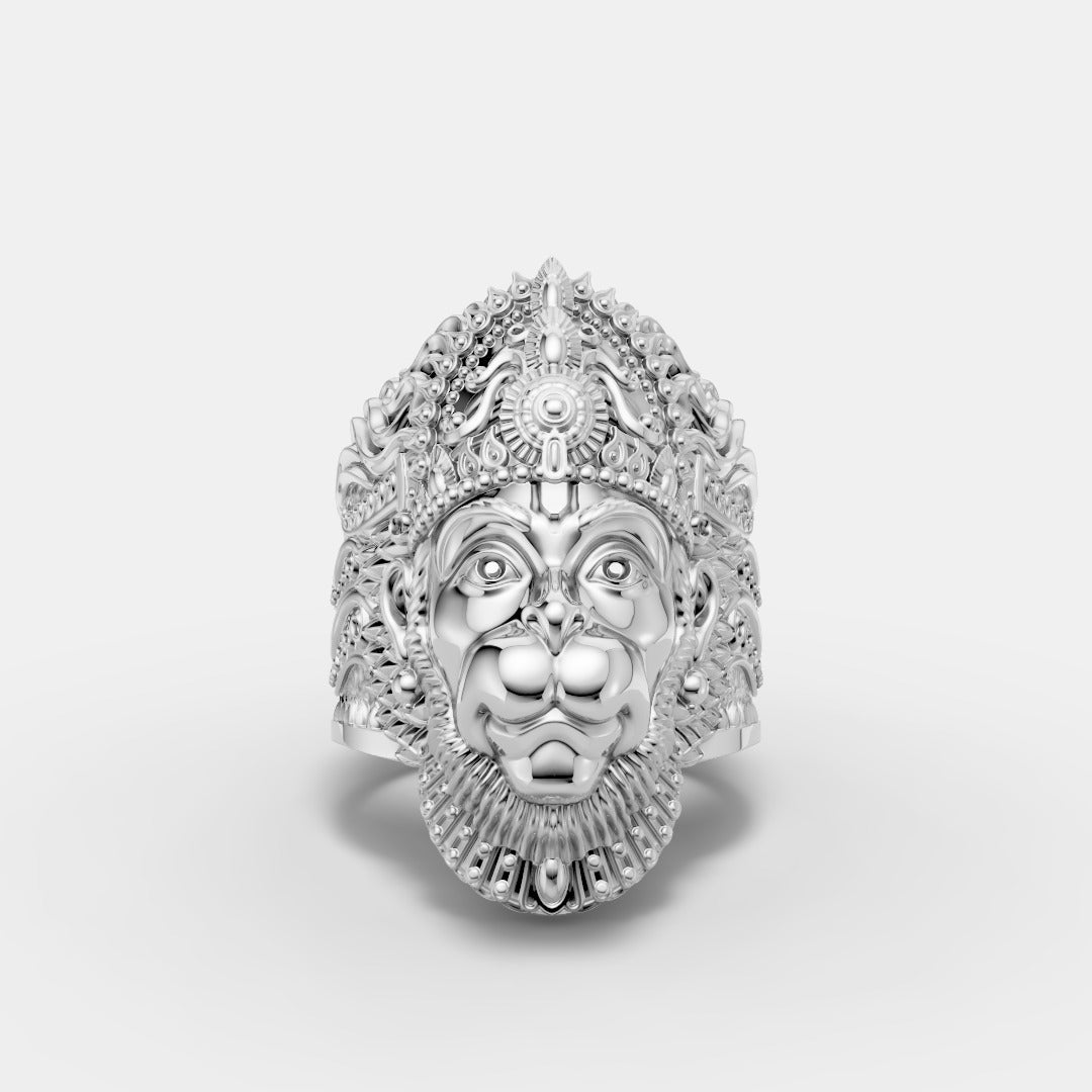 Antique Finish Hanuman Ring With “राम” Engraving