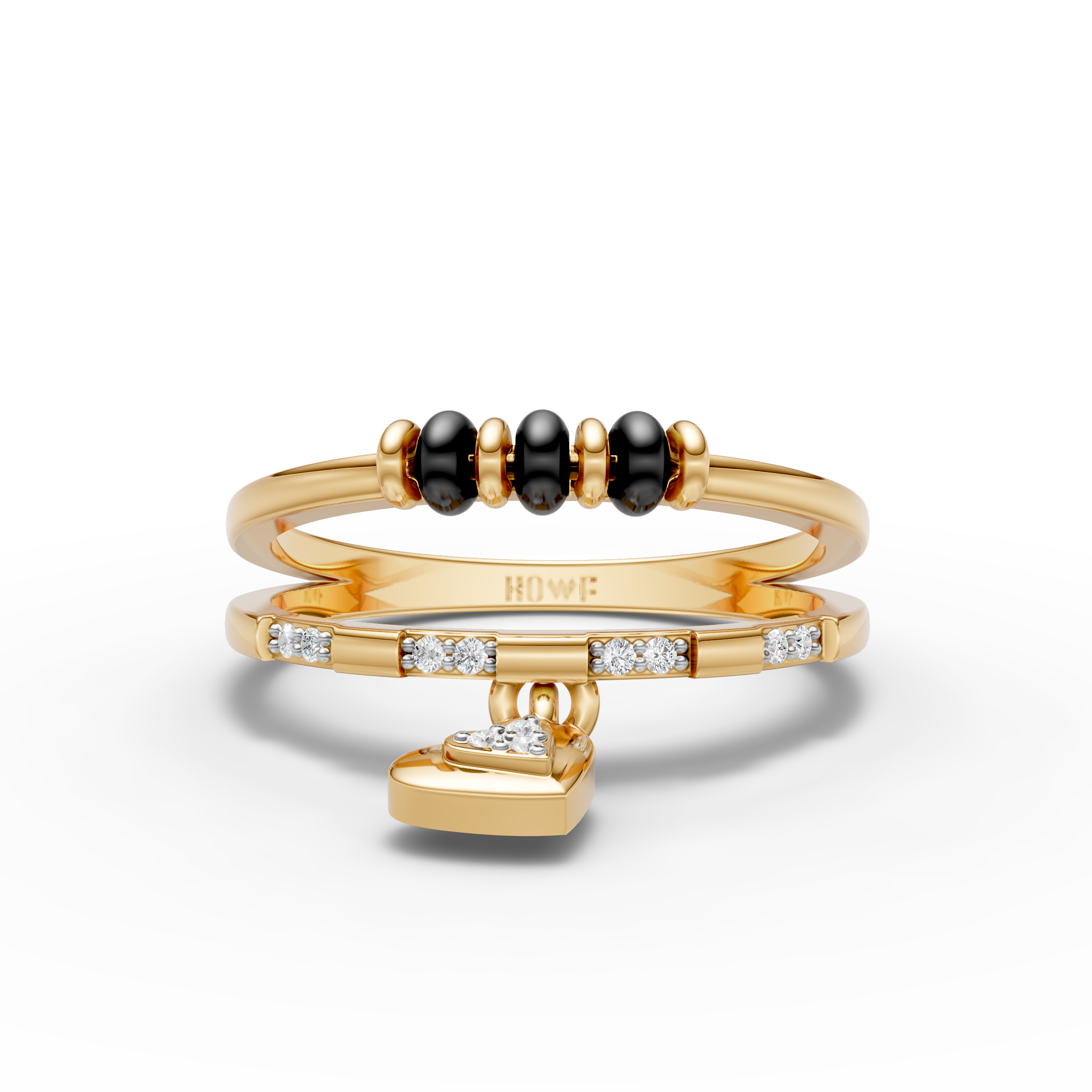 Mangalsutra Bead Ring with Heart Charm