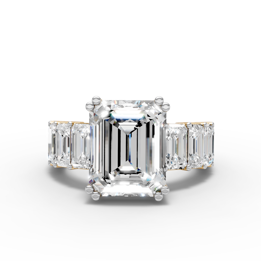 Emerald-Cut Ring with Baguette Accents