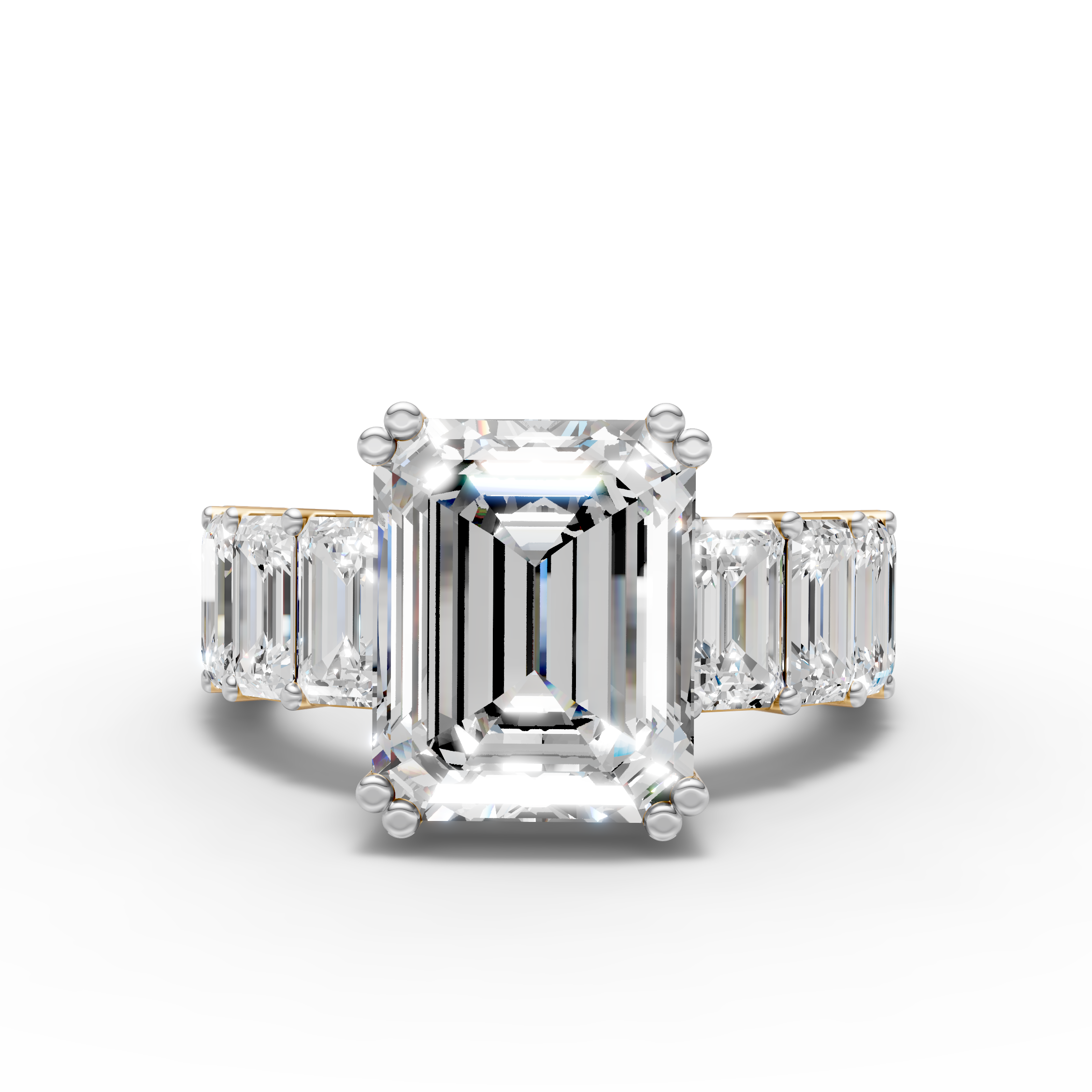 Emerald-Cut Ring with Baguette Accents