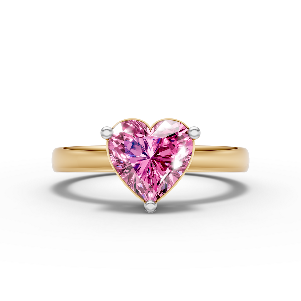 Pink Heart Solitaire Ring For Women