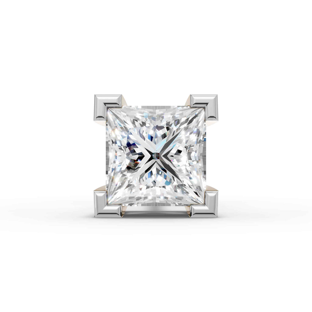 Princess Shaped Square Prong Setting Earring ( 1 PC )