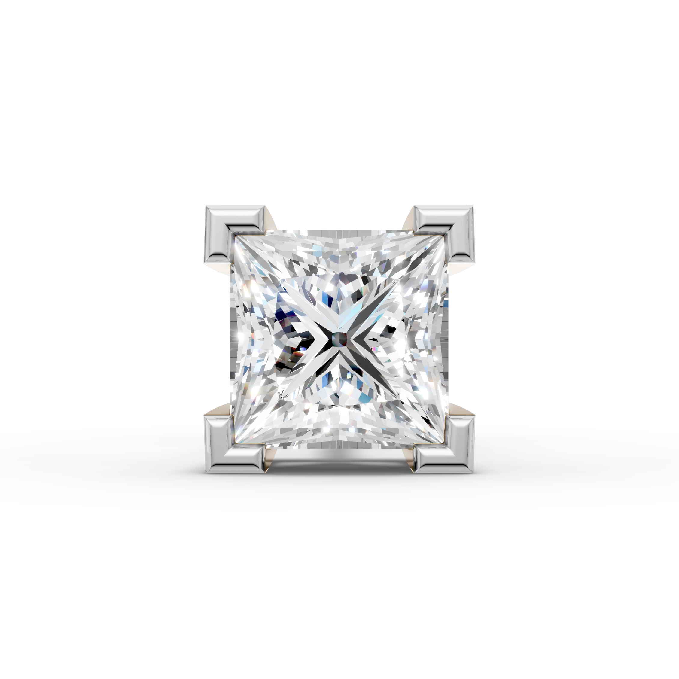 Princess Shaped Square Prong Setting Earring ( 1 PC )