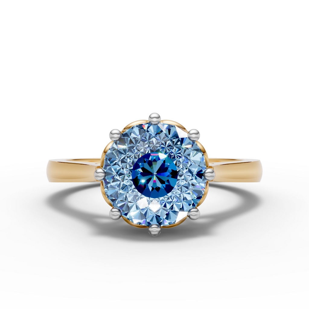 2 CT Blue Portuguese Cut Ring