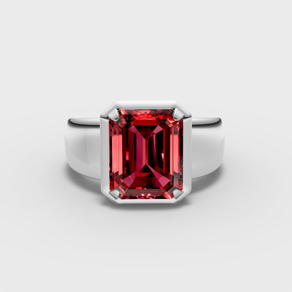 Red Emerald-Cut Ring