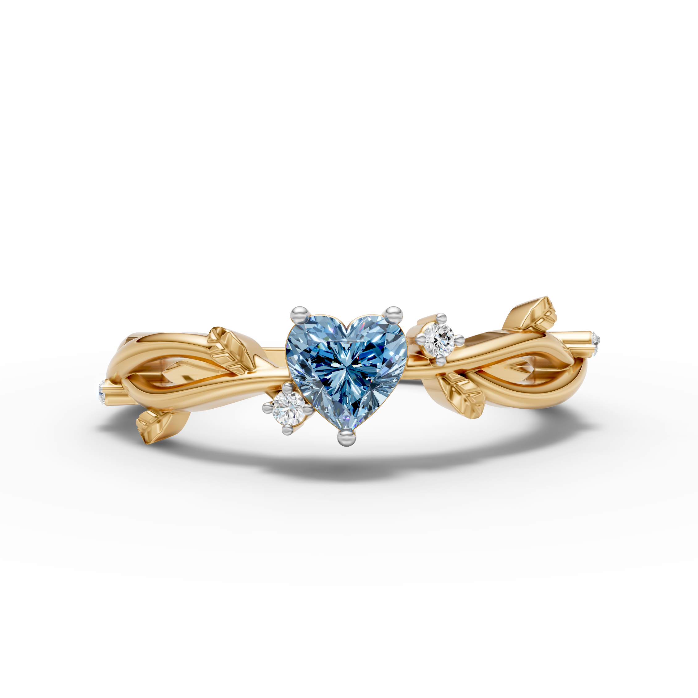 Blue Heart Solitaire Ring