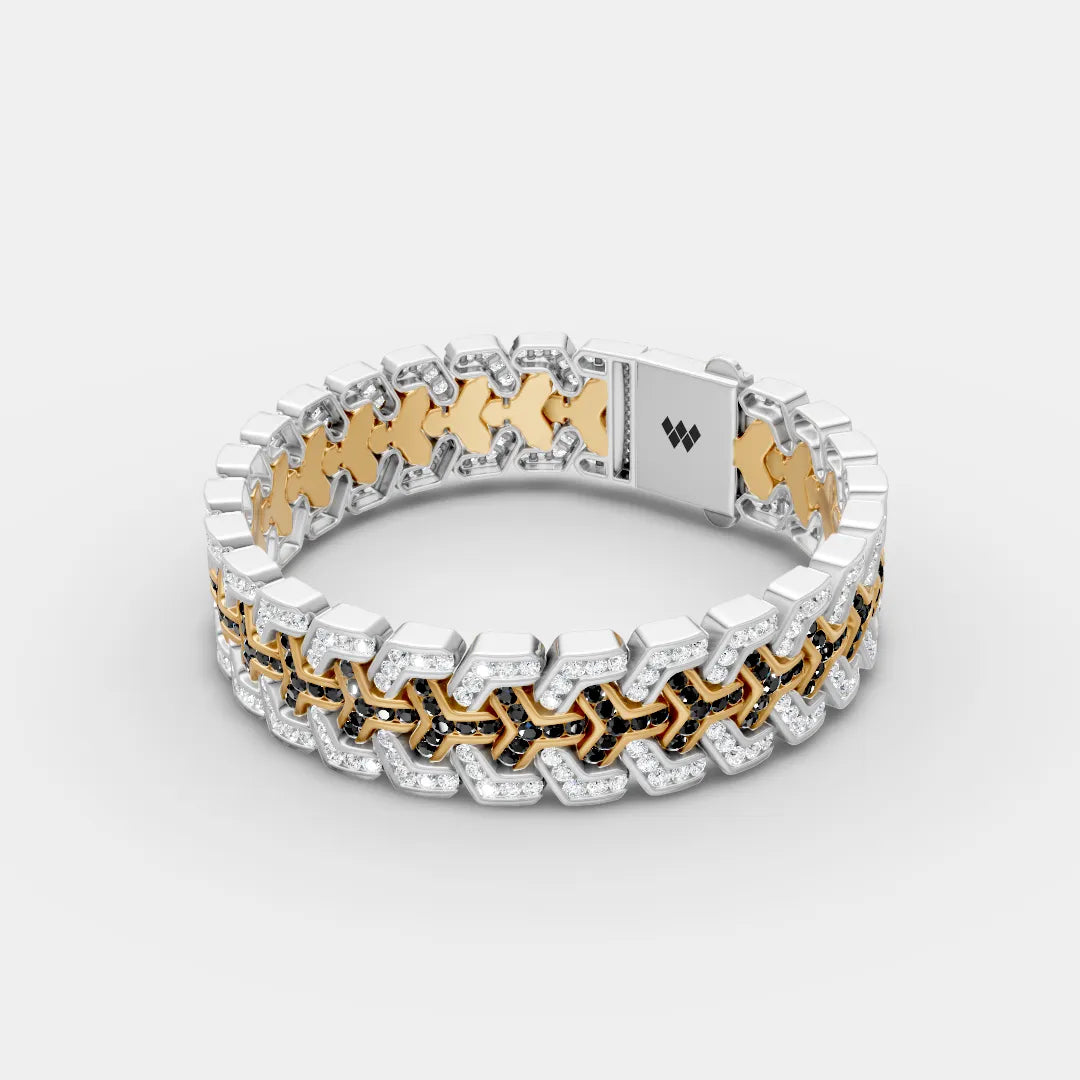 925 Sterling Silver Two Tone Diamond Bracelet