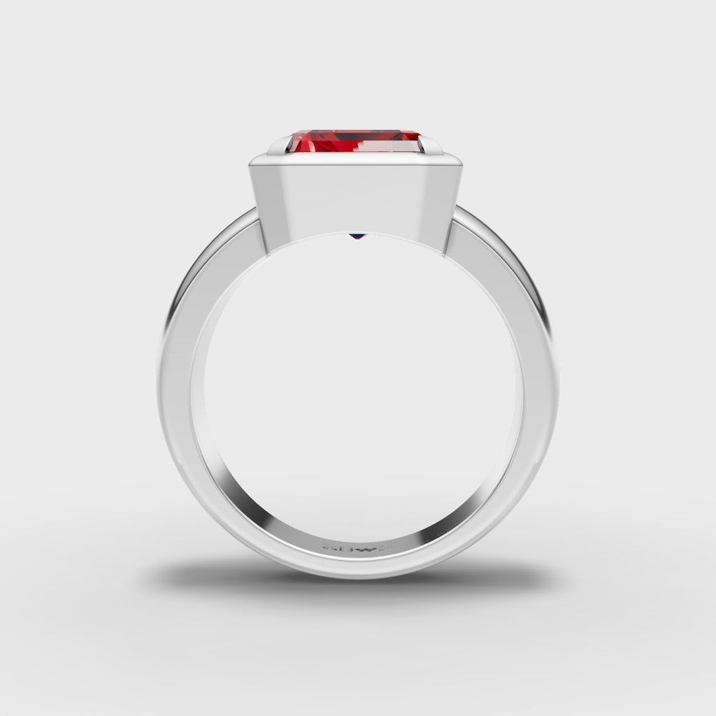 Red Emerald-Cut Ring