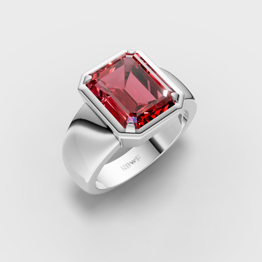 Red Emerald-Cut Ring